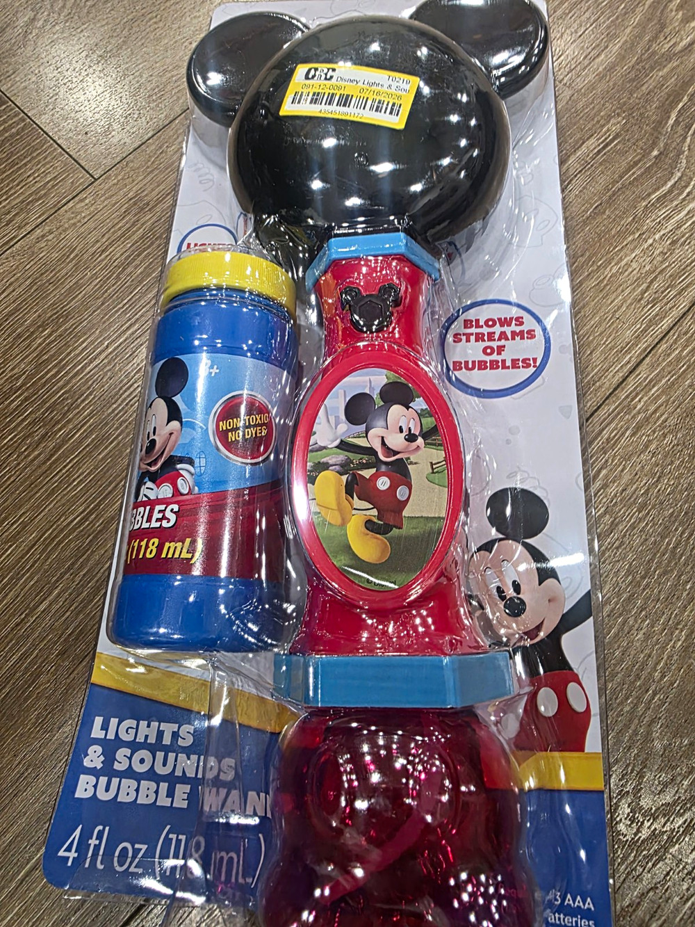 Disney Mickey Mouse Lights & Sounds Bubble Wand w/ 4 fl oz Solution Ages 3+